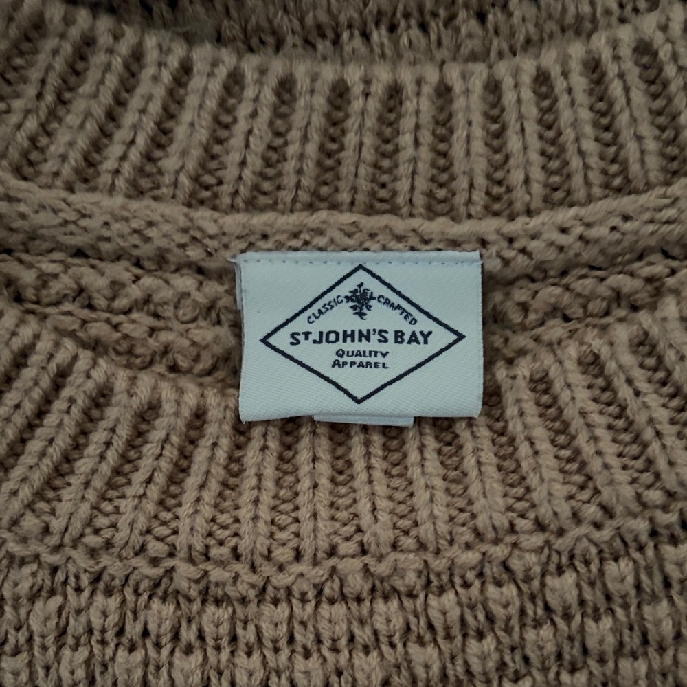 St. John's Bay women’s small Camel brown Knit fisherman Sweater - Picture 3 of 5